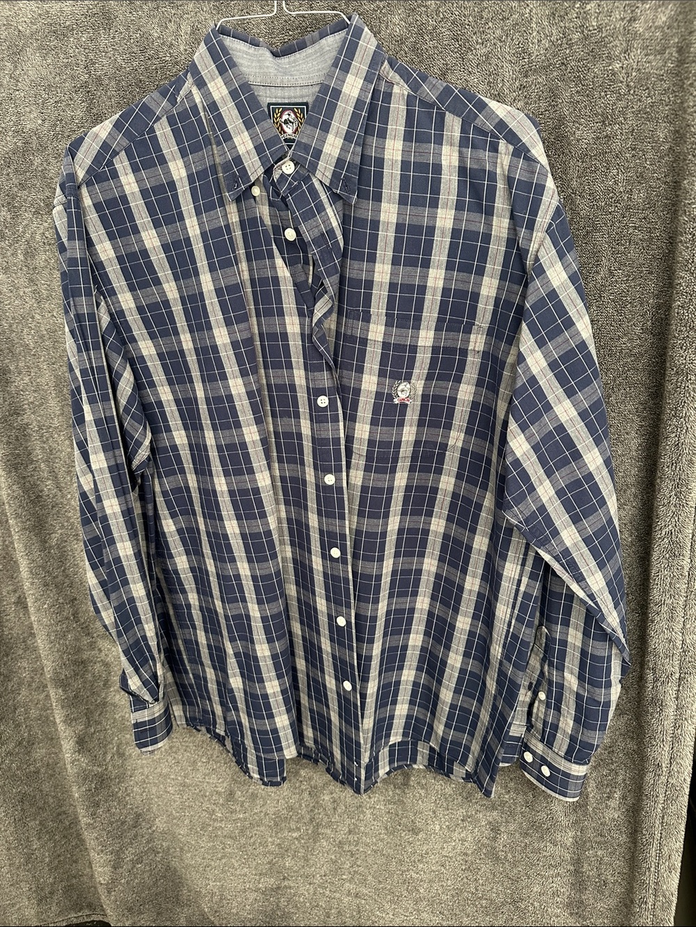 Cinch Men's Navy and White Plaid Button-Down Shirt
